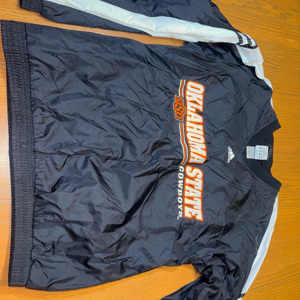 Mens Medium Adidas Vintage Oklahoma State Black Pullover  Windbreaker